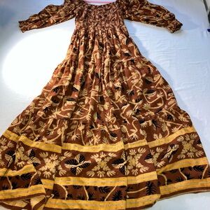 Angie Rust and Cream Patterned Dress